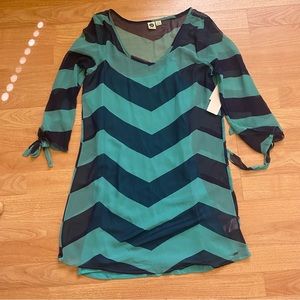 NEW Roxy Chevron Teal Blue Flowy Dress